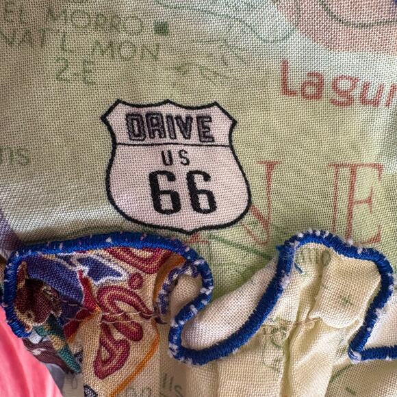 Vintage Western Rockabilly Ruffled Skirt Rt. 66 Print Cottage - Picture 6 of 11